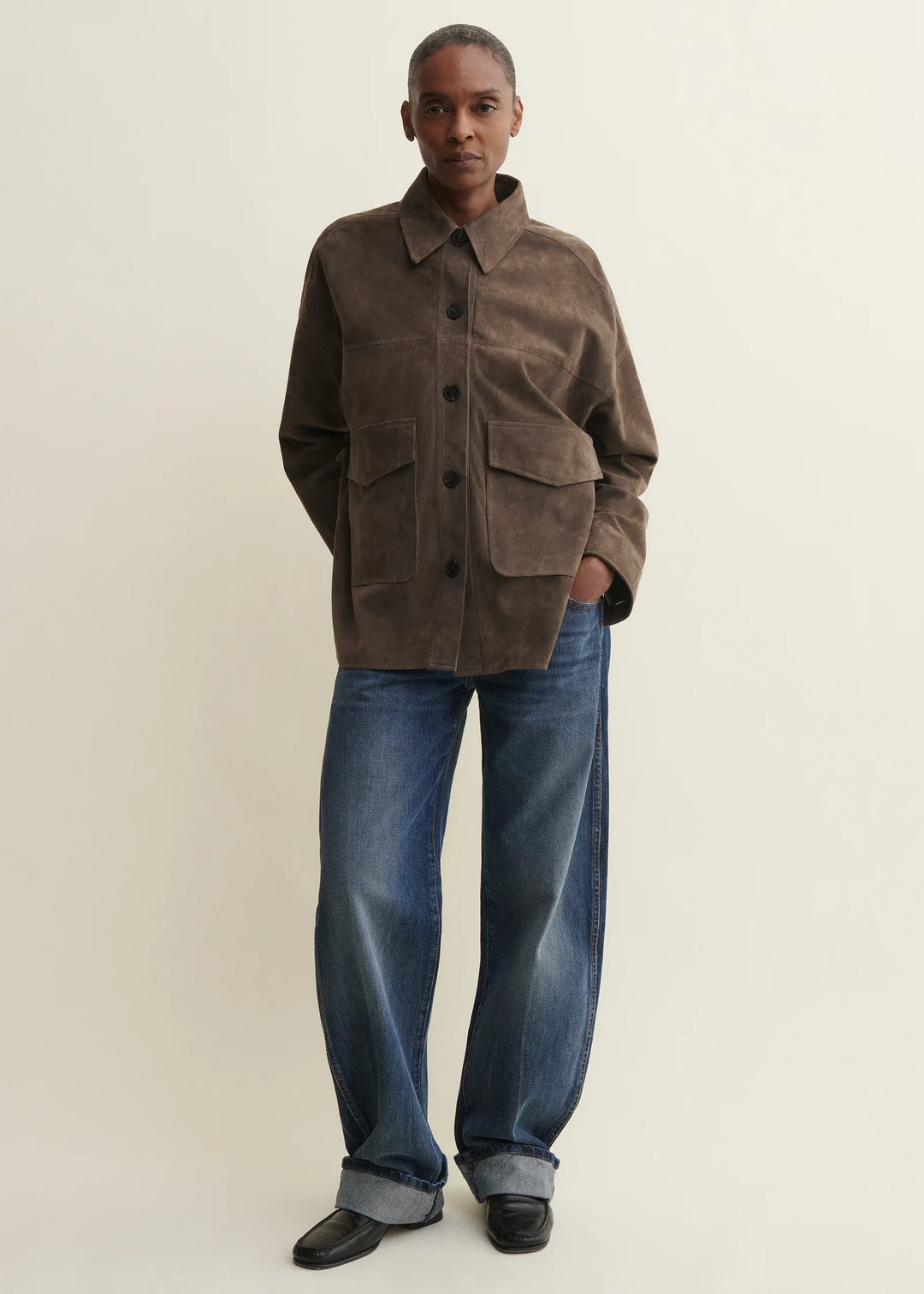 ARMA - Kaylee Suede Overshirt in Soil