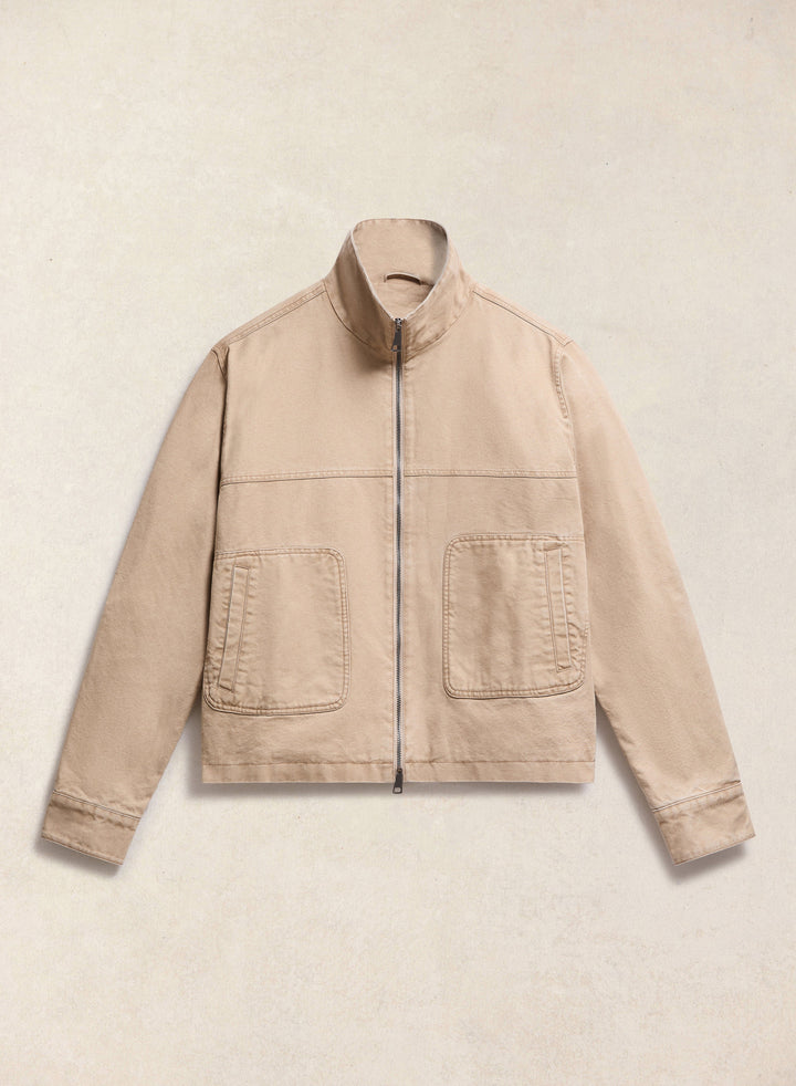 Percival Jackson Boxy Harrington Jacket in cream flat lay