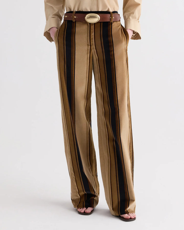 TWP - Isla Pant Sepia Tint/Midnight Baiadere Stripe Cotton Velvet