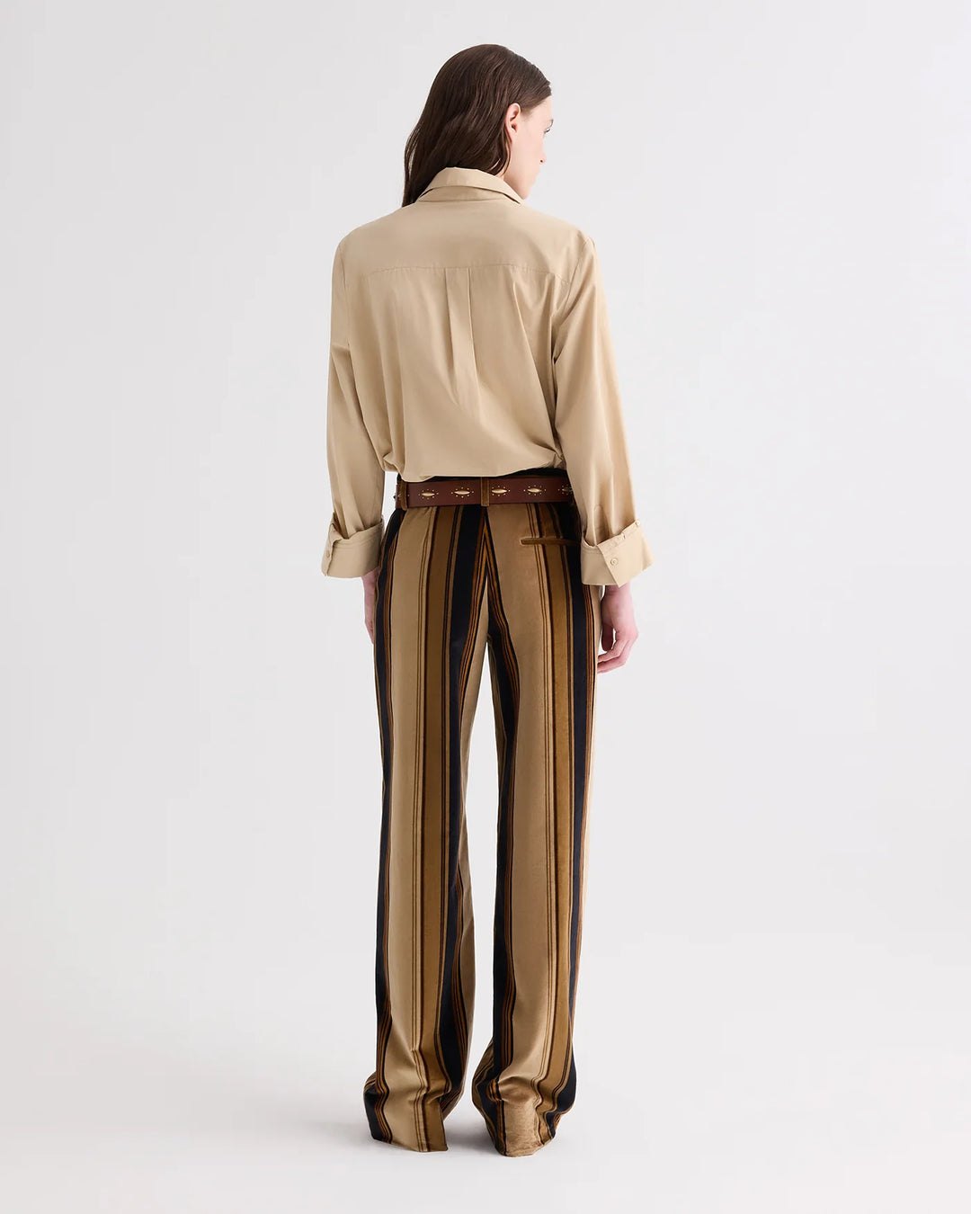 TWP - Isla Pant Sepia Tint/Midnight Baiadere Stripe Cotton Velvet