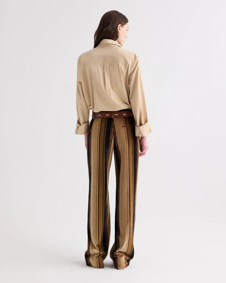 TWP - Isla Pant Sepia Tint/Midnight Baiadere Stripe Cotton Velvet
