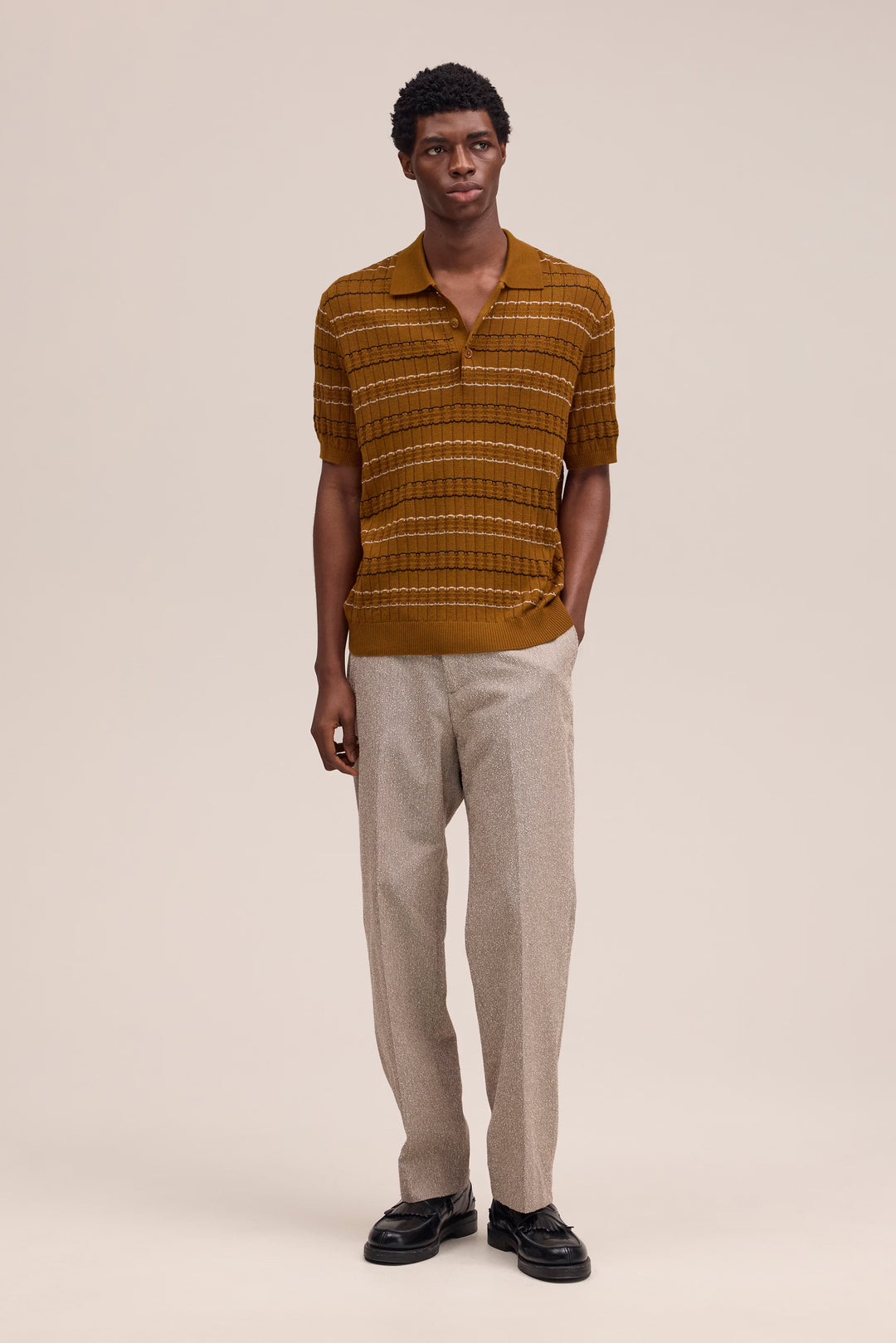 NN. 07 - Cinnamon Alfie Pointelle Stitch Polo