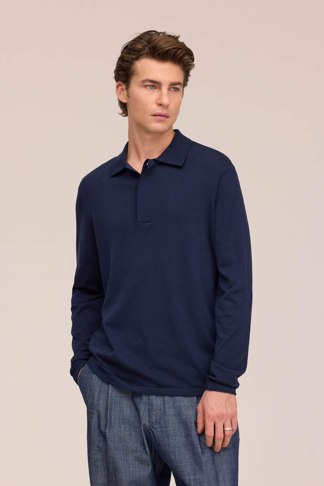 NN. 07 - Sammy Polo Navy Blue Silk Cotton