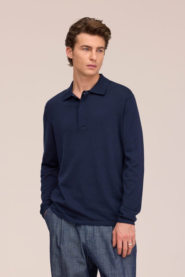 NN. 07 - Sammy Polo Navy Blue Silk Cotton