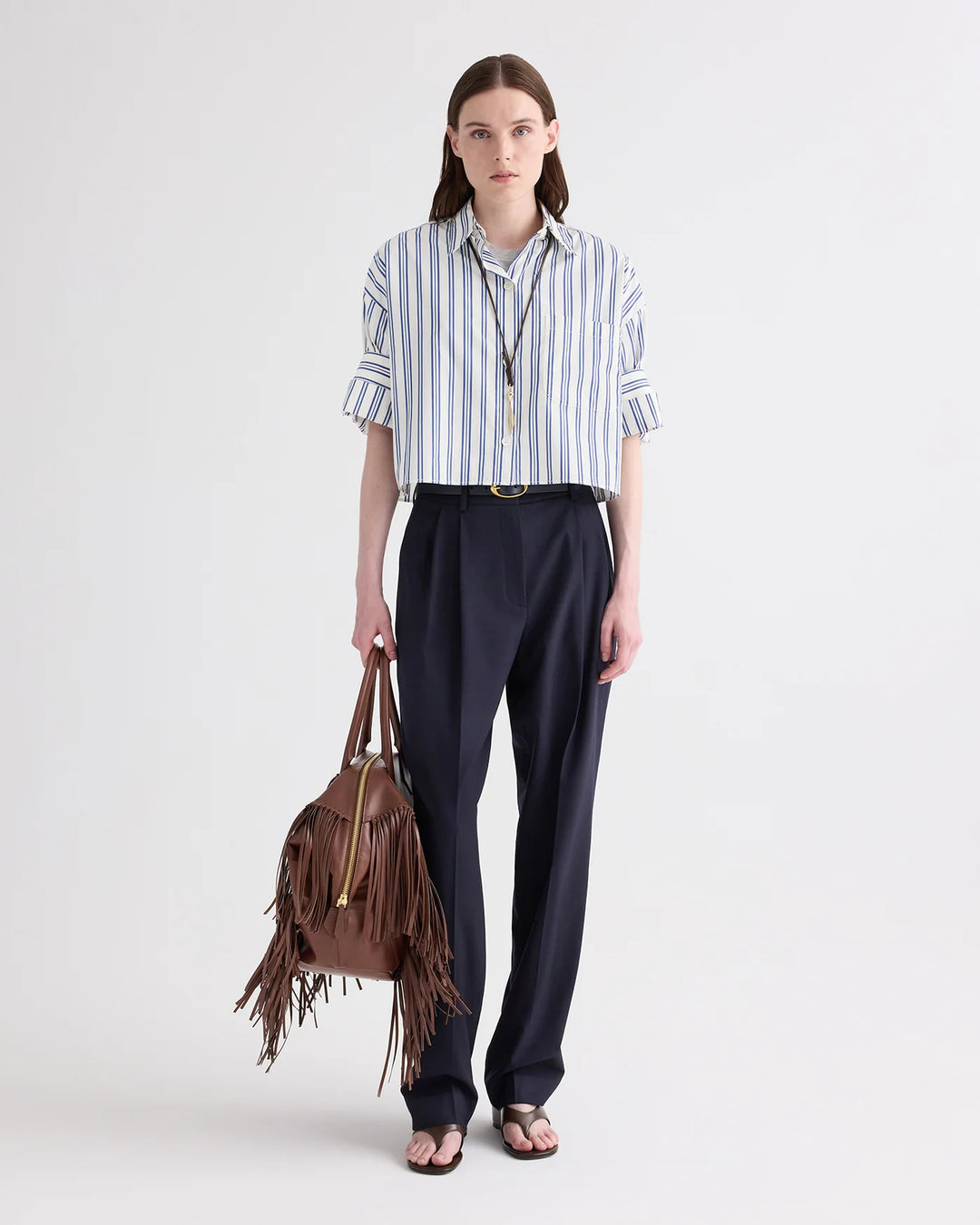 TWP - Next Ex Shirt in Ivory Multi Mens Stripe Superfine Cotton Poplin