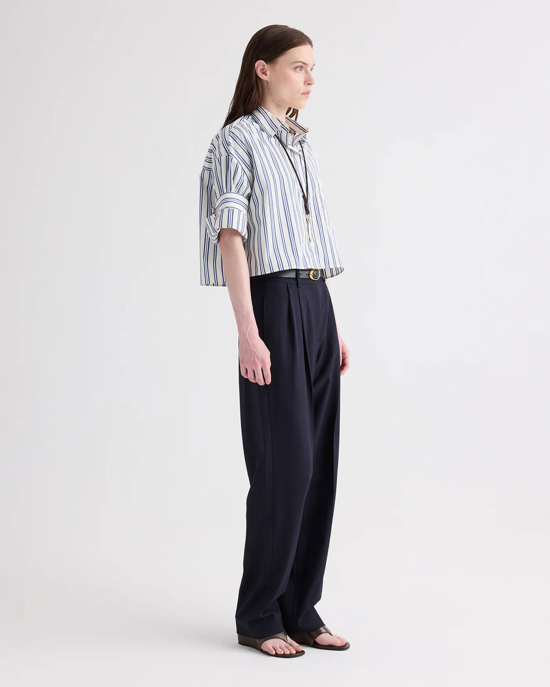 TWP - Next Ex Shirt in Ivory Multi Mens Stripe Superfine Cotton Poplin