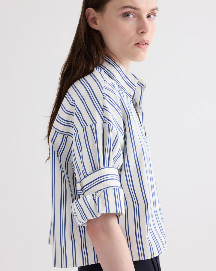 TWP - Next Ex Shirt in Ivory Multi Mens Stripe Superfine Cotton Poplin