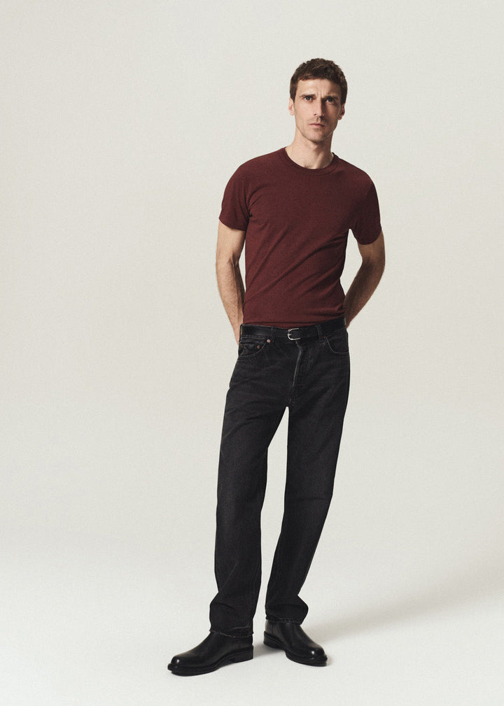 Citizens of Humanity men's Beau Relaxed Straight Jean in Washed Onyx on model