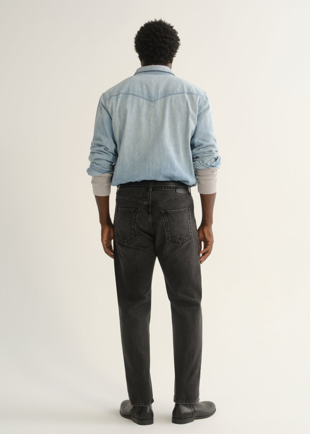 Beau Relaxed Straight Jean in Washed Onyx back view