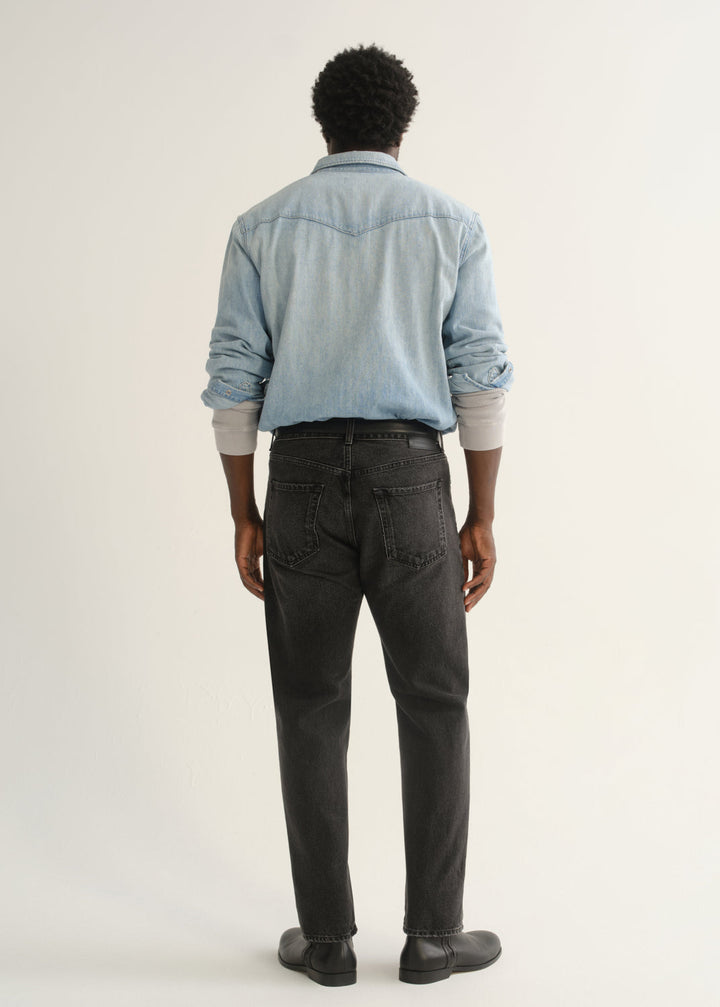 Beau Relaxed Straight Jean in Washed Onyx back view