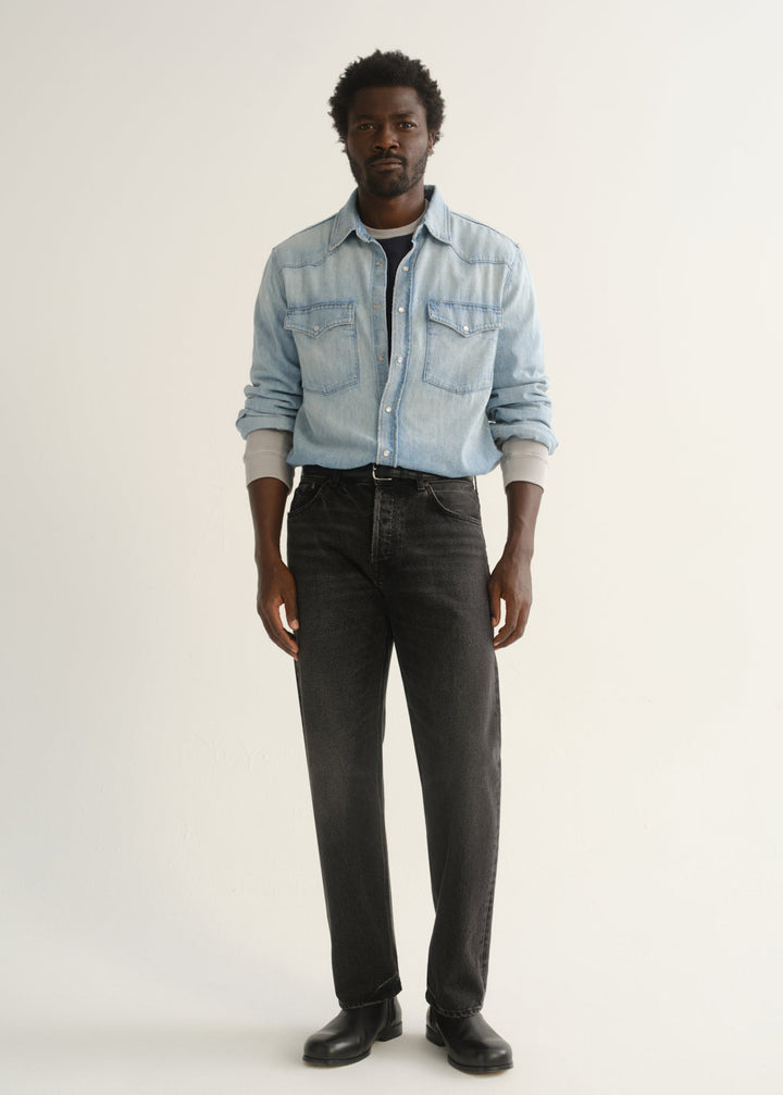 Beau Relaxed Straight Jean in Washed Onyx front view
