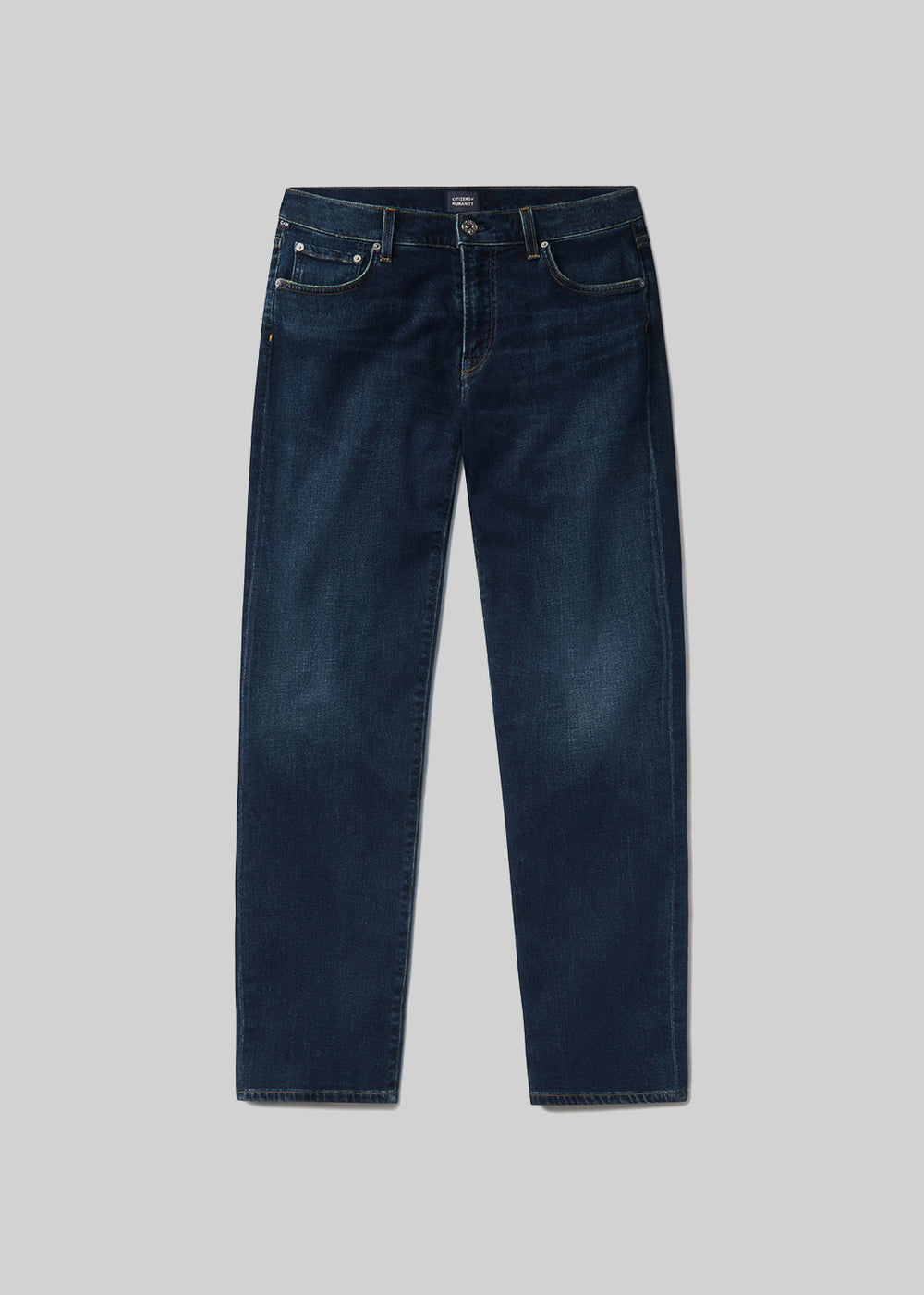 Elijah Straight Cashmere Denim in Prospect flat lay