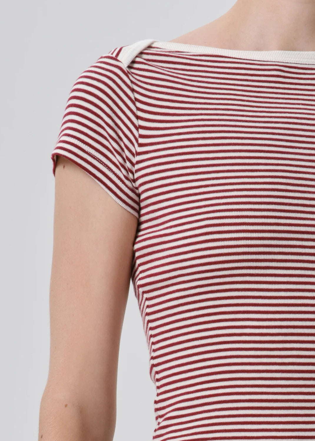 Citizens of Humanity - Baby Waffle Tee Burgundy Cream Stripe