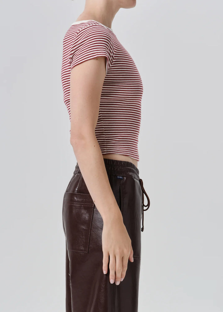 Citizens of Humanity - Baby Waffle Tee Burgundy Cream Stripe