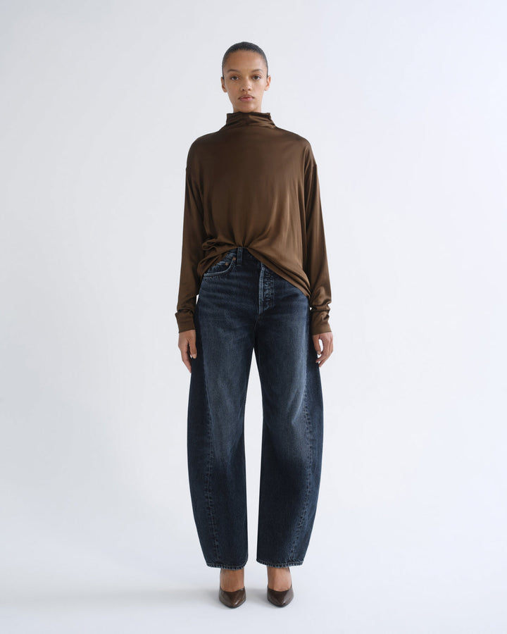 Agolde Bryony Top in Olive Brown front view