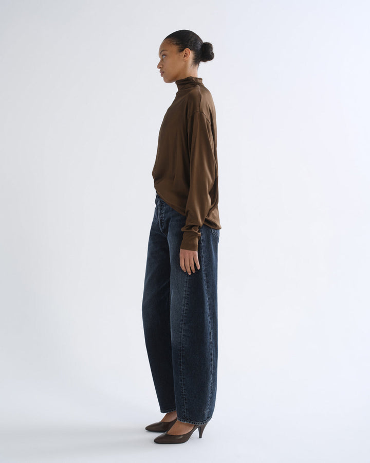 Agolde Bryony Top in Olive Brown side view