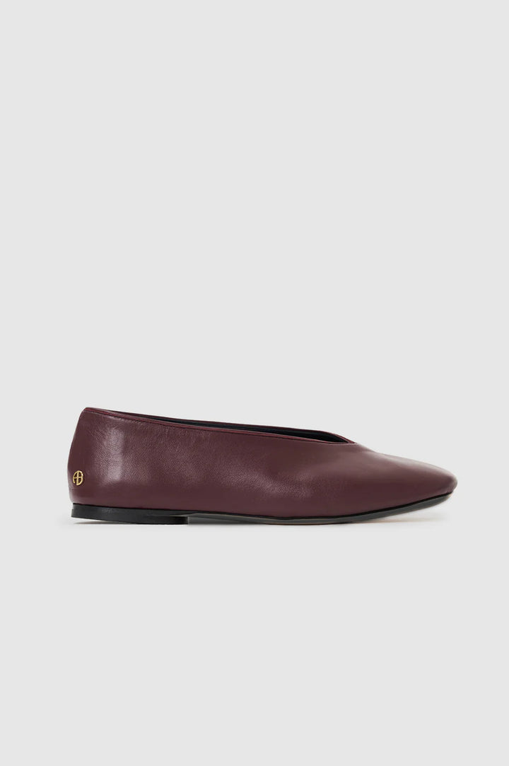 Anine Bing - Ana Flat in Fig Smooth Leather