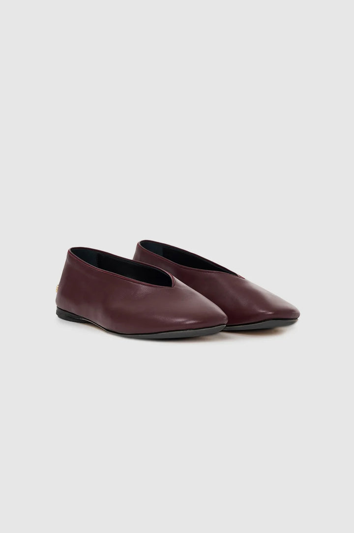 Anine Bing - Ana Flat in Fig Smooth Leather