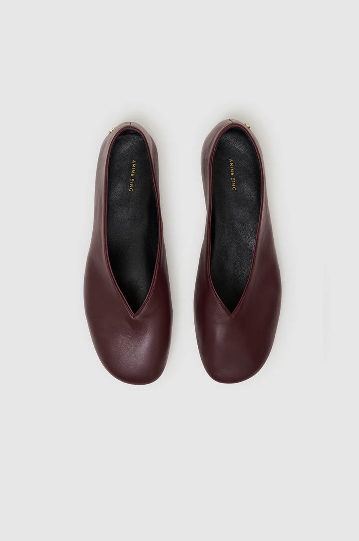 Anine Bing - Ana Flat in Fig Smooth Leather