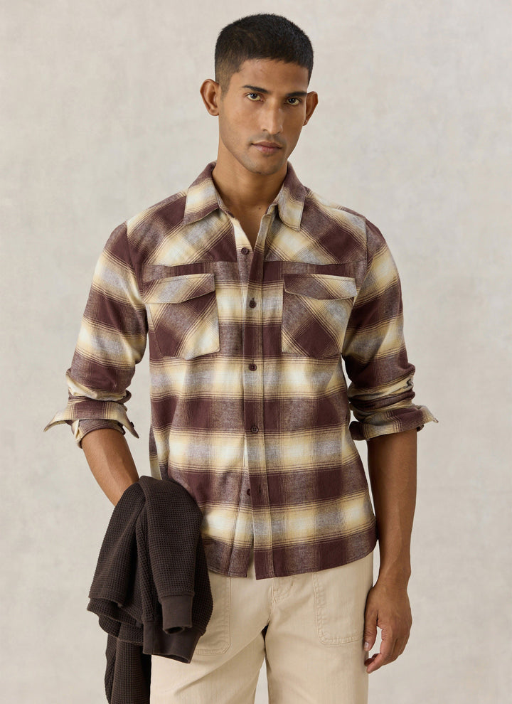 Percival Ashe brown check cotton shirt