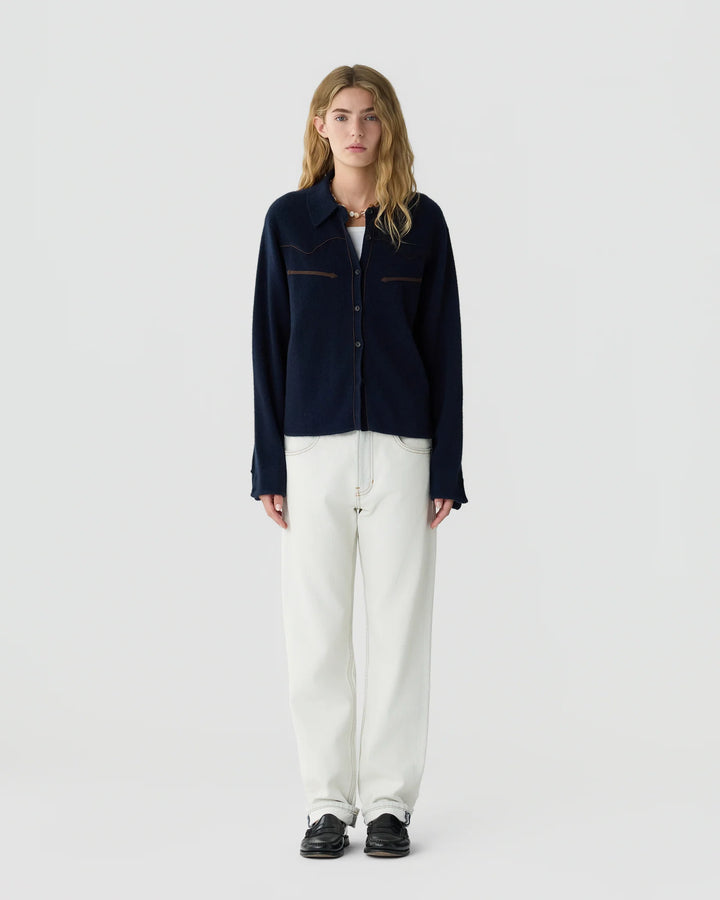 Guest in Residence - Midnight Western Shirt Cropped Cashmere