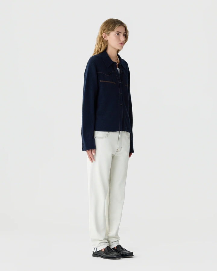 Guest in Residence - Midnight Western Shirt Cropped Cashmere
