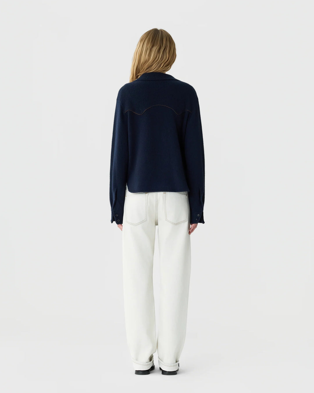 Guest in Residence - Midnight Western Shirt Cropped Cashmere
