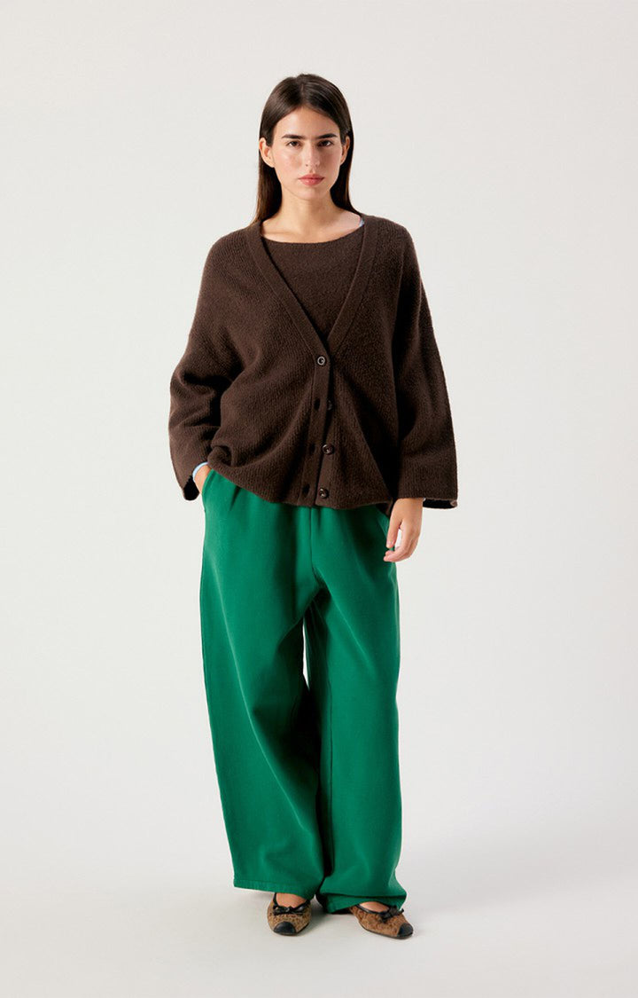 American Vintage - Damsville V-Neck Cardigan - Melange Brown