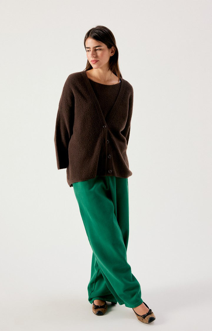 American Vintage - Damsville V-Neck Cardigan - Melange Brown