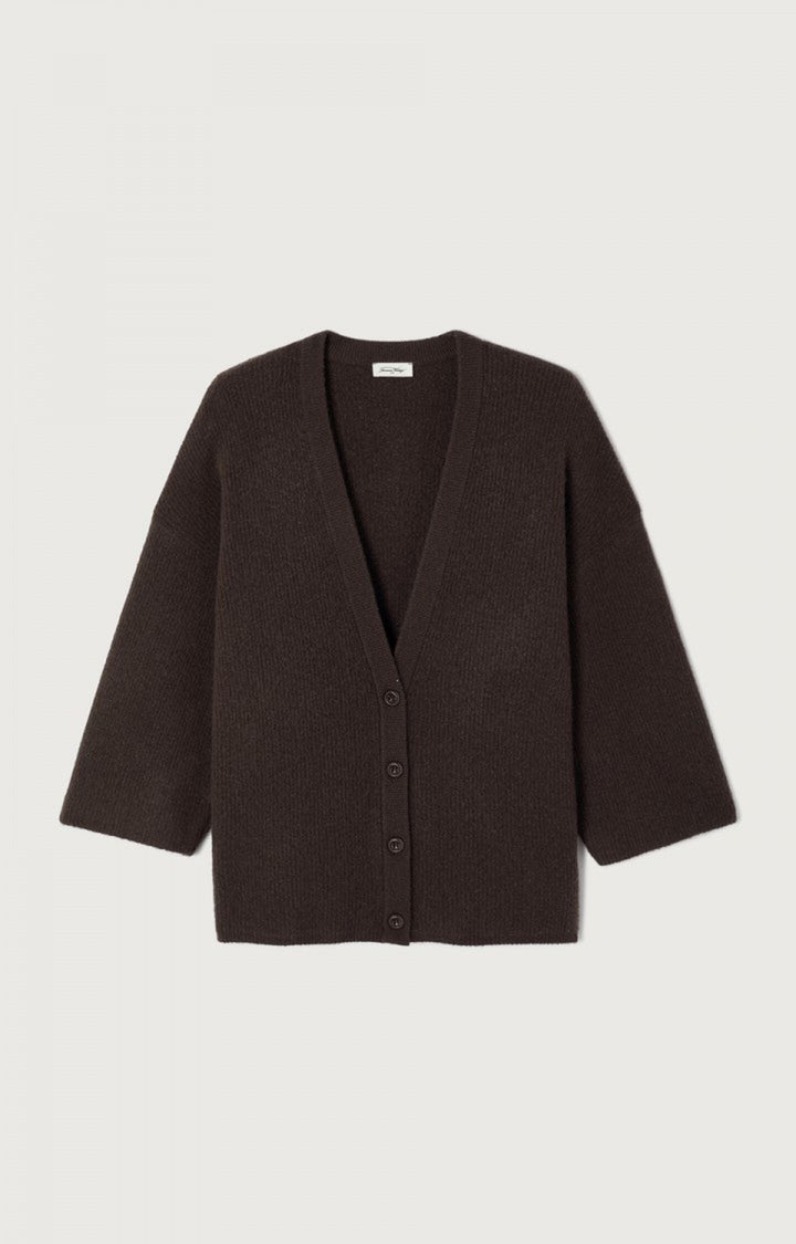 American Vintage - Damsville V-Neck Cardigan - Melange Brown