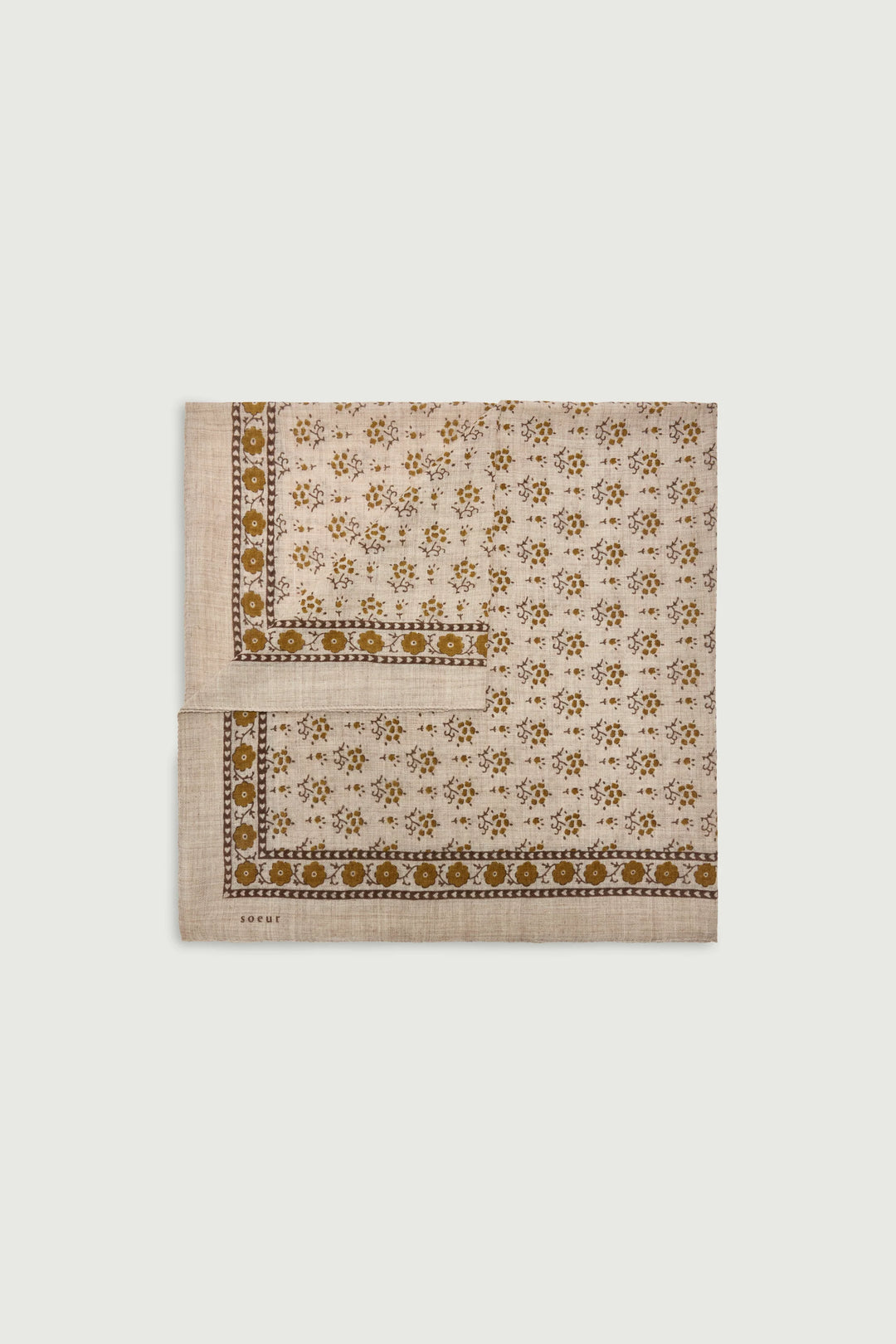 Soeur - Printed Scarf Wool Twill Khaki