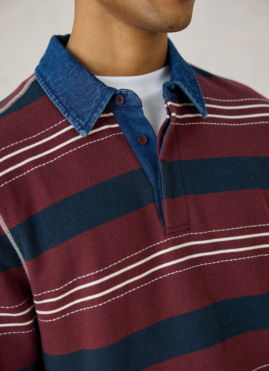 Percival denim collar rugby shirt