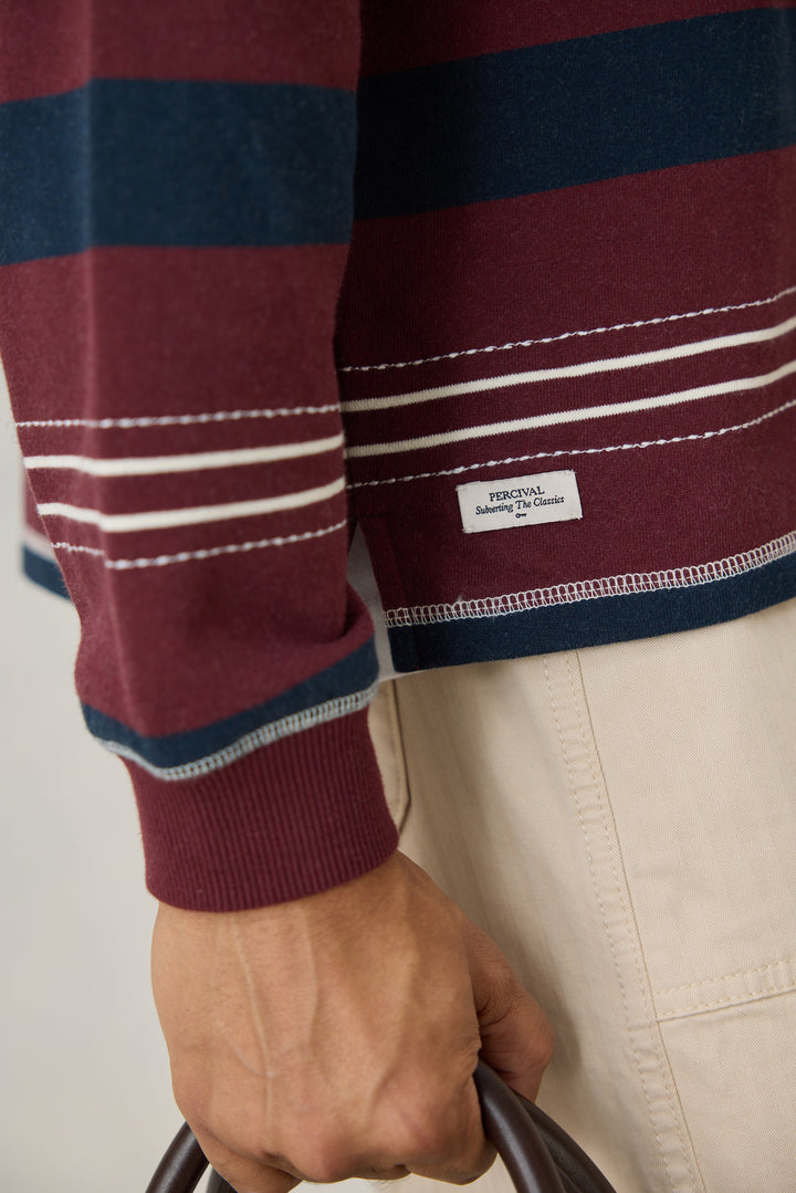 Percival rugby shirt stripe detail