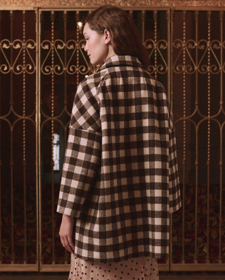 THE GREAT. -  Car Coat Chocolate/Cream Check
