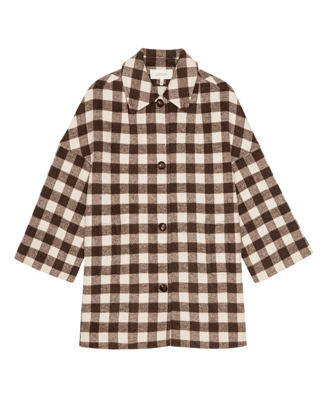 THE GREAT. -  Car Coat Chocolate/Cream Check
