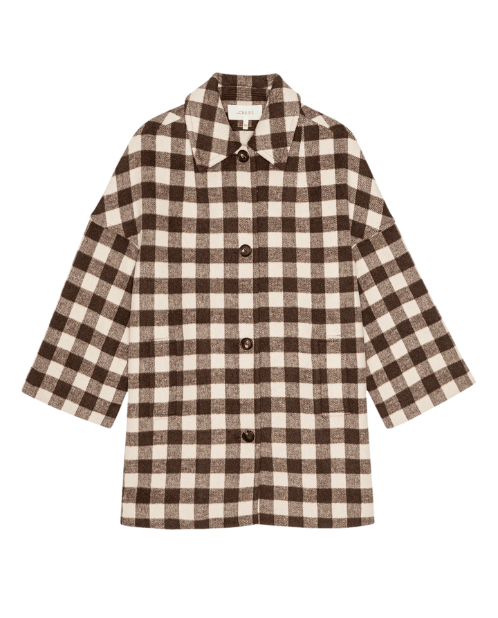 THE GREAT. -  Car Coat Chocolate/Cream Check