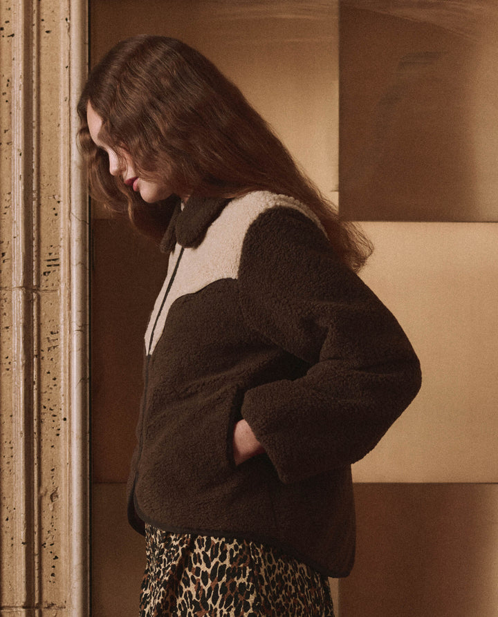 THE GREAT. - Reversible Western Yoke Pasture Jacket Brown w/ Cream