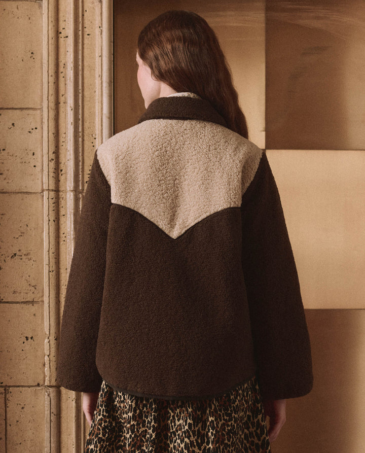 THE GREAT. - Reversible Western Yoke Pasture Jacket Brown w/ Cream