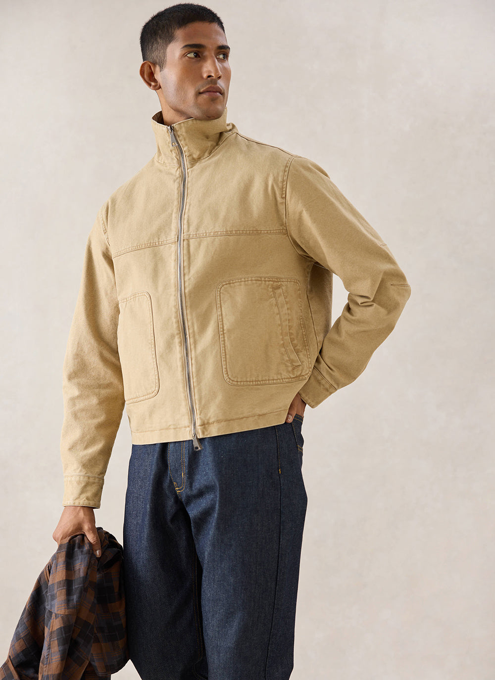 Percival Jackson Harrington Jacket in cream, front