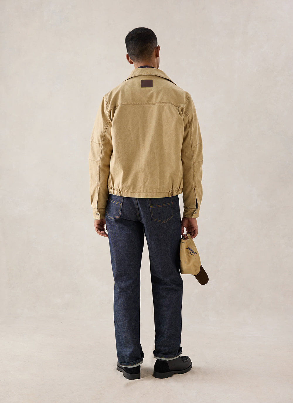 Percival Jackson Harrington Jacket in cream, back view