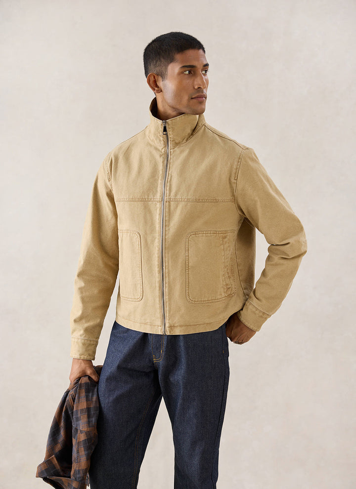 Percival Jackson Harrington Jacket in cream detail