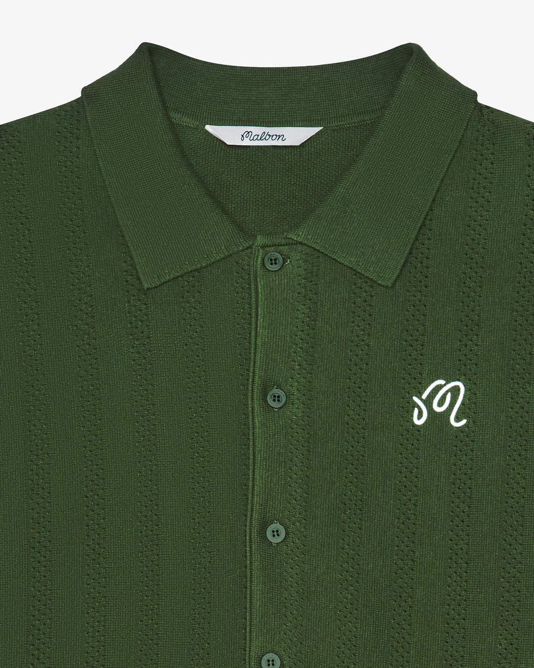 Malbon - Crosscut Crochet Polo in Rifle Green