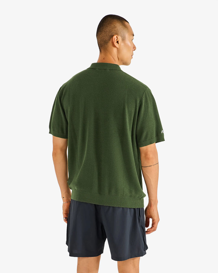 Malbon - Crosscut Crochet Polo in Rifle Green