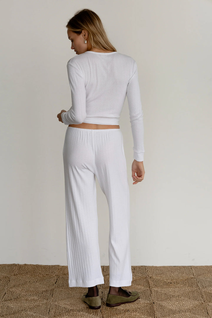 Donni - Pointelle Simple Crop Pant in Powder