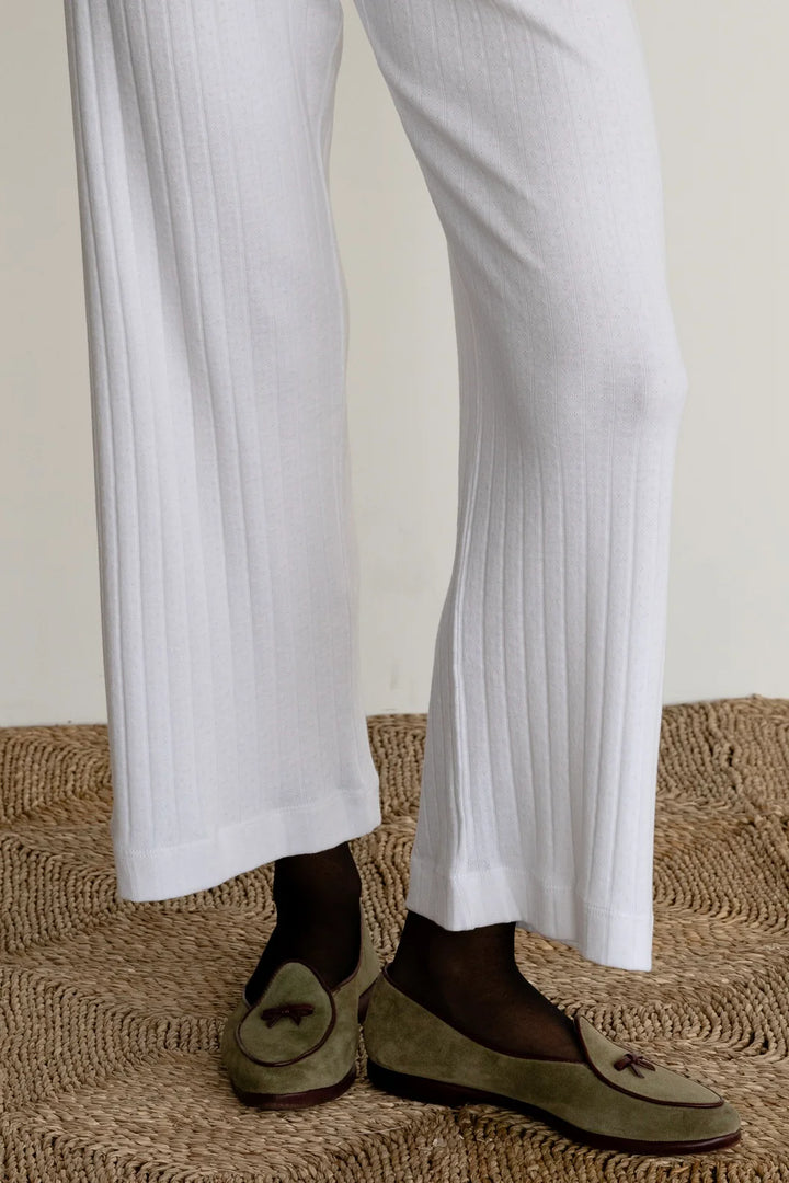 Donni - Pointelle Simple Crop Pant in Powder