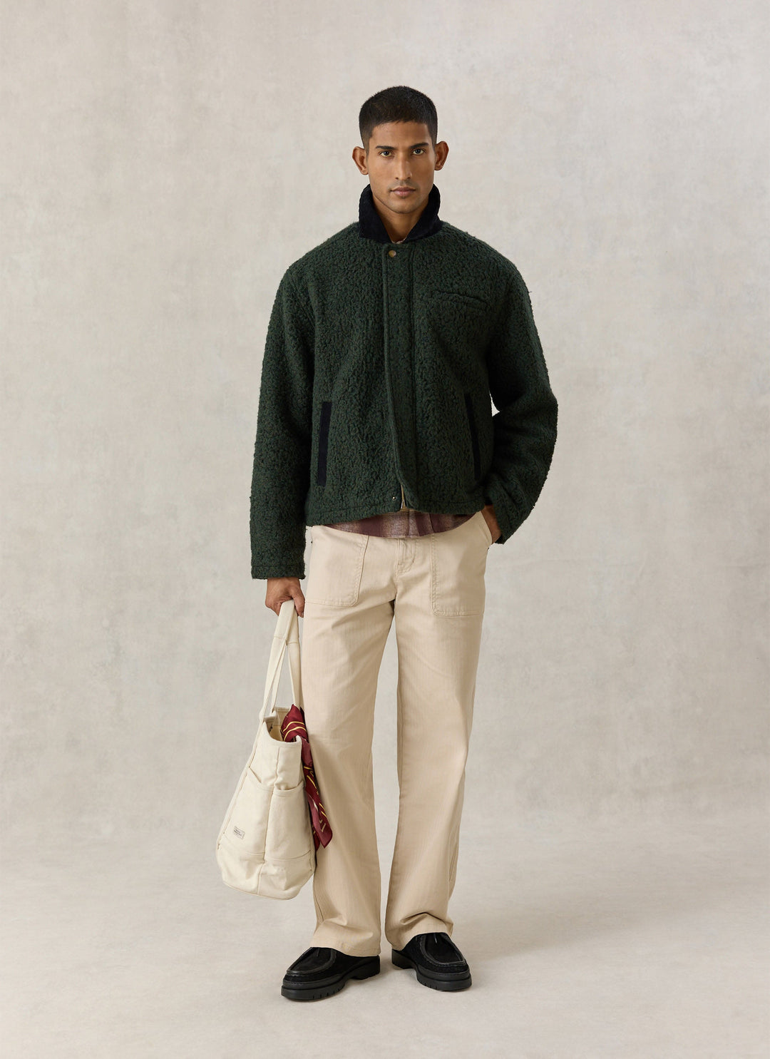 Percival Murrey forest green jacket with cream trousers