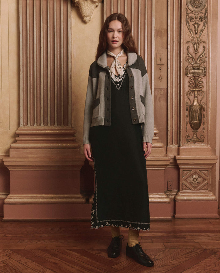 THE GREAT. -  Western Cardigan Two Tone Heather Grey