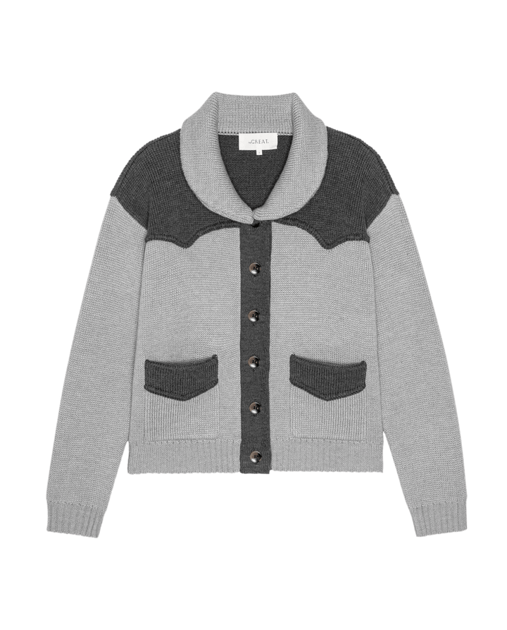 THE GREAT. -  Western Cardigan Two Tone Heather Grey