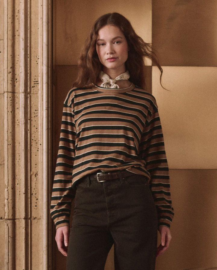 THE GREAT. - Cigar Stripe Long Sleeve Relaxed Crew