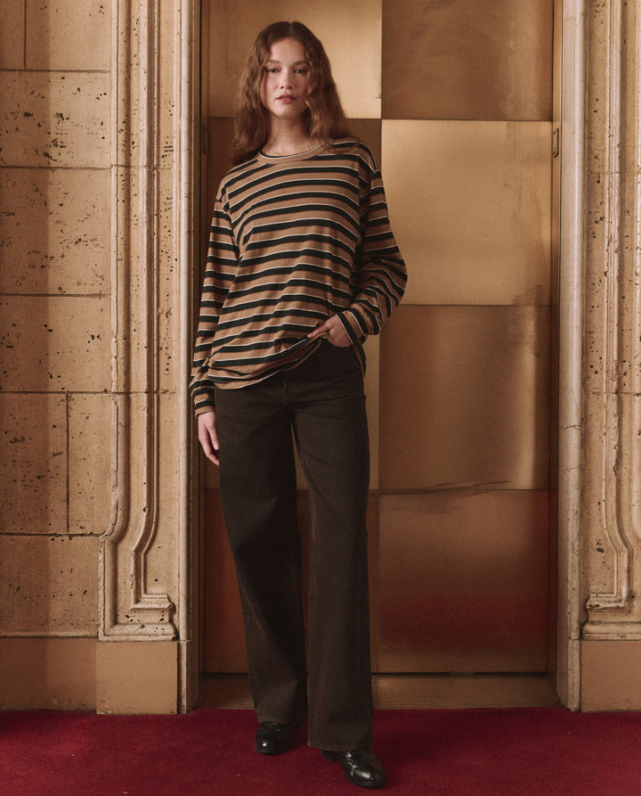 THE GREAT. - Cigar Stripe Long Sleeve Relaxed Crew